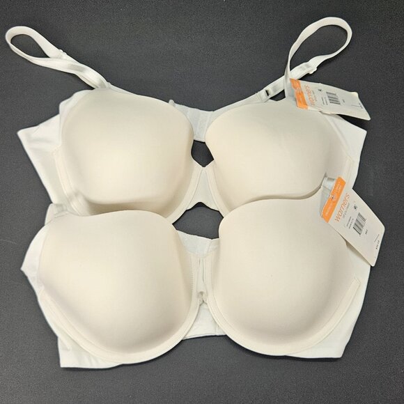 2 Warners Bra 36C T-Shirt White No Side Effects Underwired LIGHTLY PADDED flaws! - Picture 1 of 11